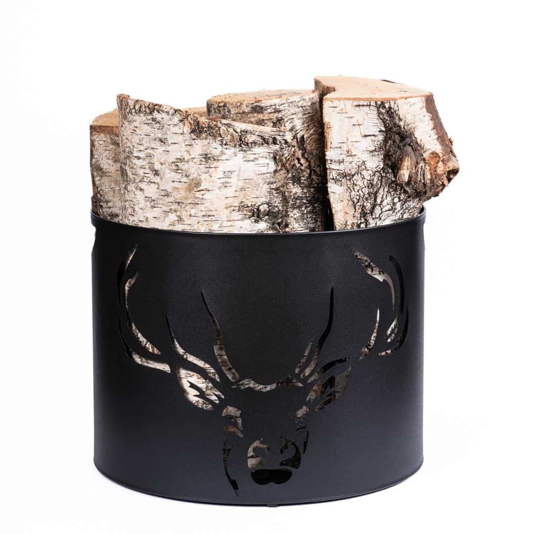 Stalowe nosidło na drewno z motywem jelenia - Kapaga