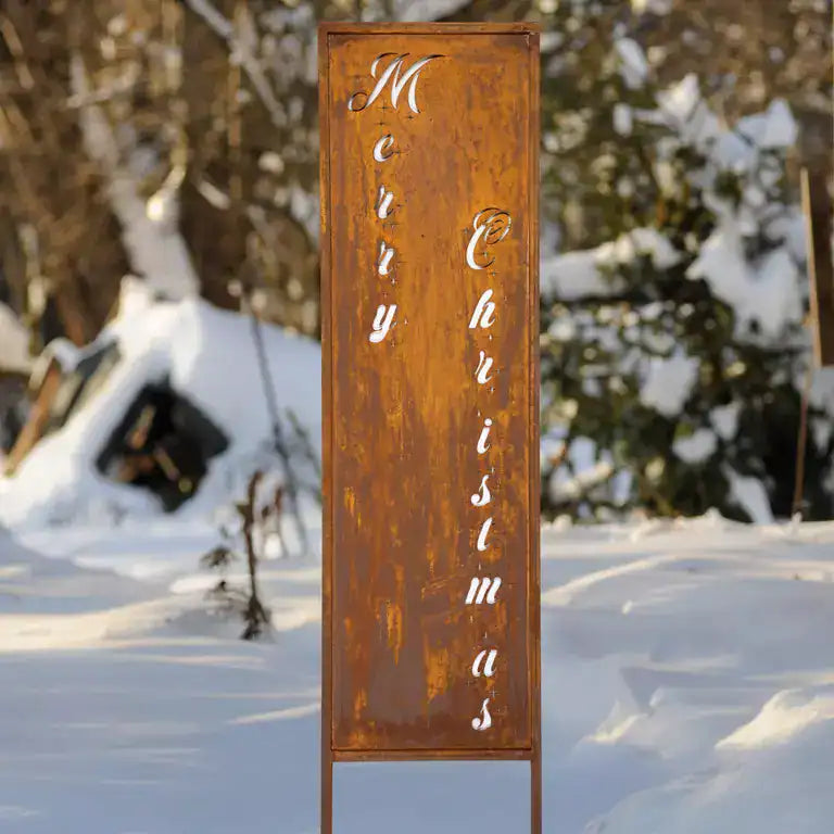 Panel Świąteczny „Wesołych Świąt” 120×30 cm - Stal Corten, Nowoczesna Dekoracja - zdjęcie 2 - Kapaga