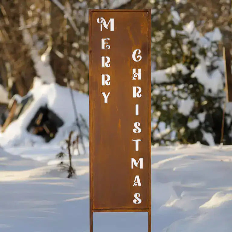 Panel Świąteczny „Wesołych Świąt” 120×30 cm - wspaniały Panel Świąteczny Corten - zdjęcie 4 - Kapaga