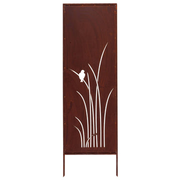 Prostokątny Panel Ogrodowy z Ptakiem i Trawą Pampasową - Kapaga