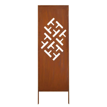Panel Ogrodowy z Geometrycznym Wzorem - Rdzewiona Stal, 160 cm - Kapaga