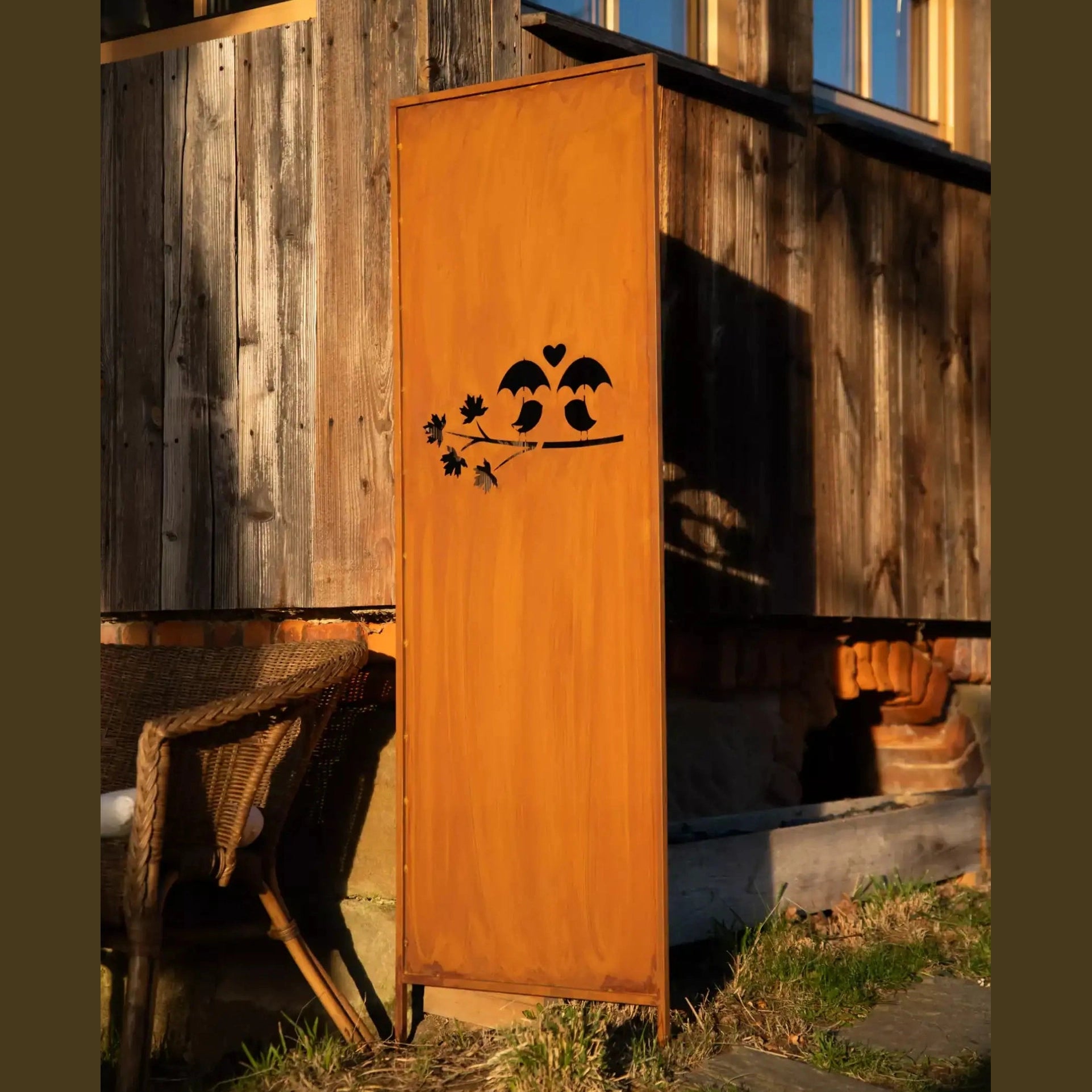 Panel Ogrodowy z Motywem Ptaki na Gałęzi - Rdzewiona Stal, 160 cm - zdjęcie 5 - Kapaga