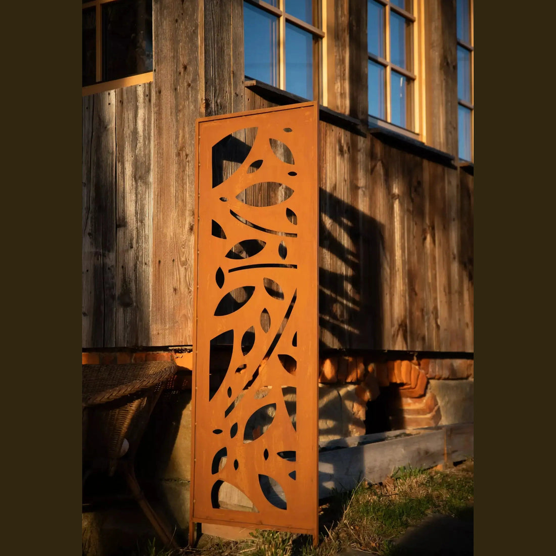 Panel Ogrodowy z Motywem Liści - Stal Rdzewiona, 160 cm - Kapaga