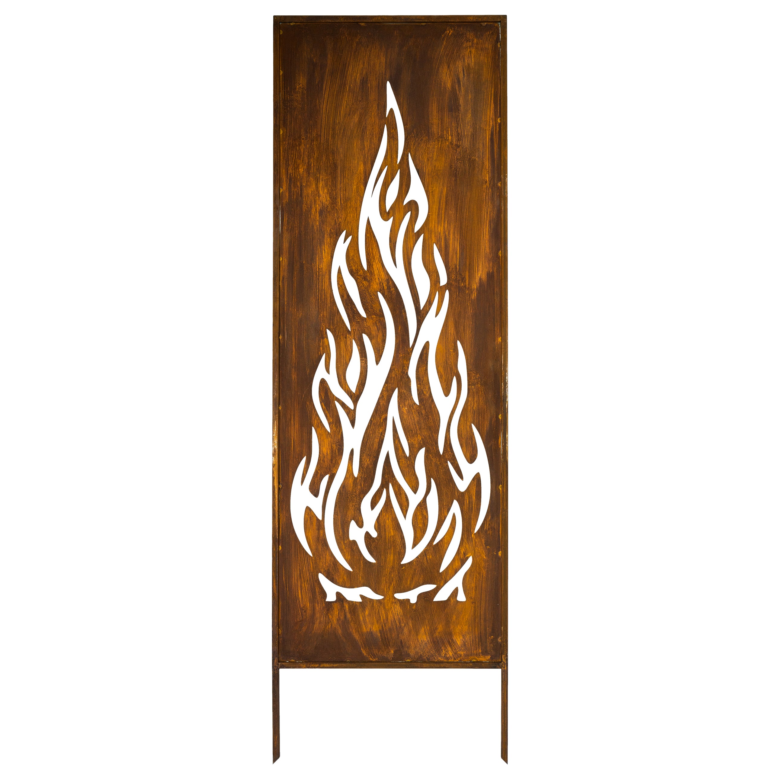 Panel ogrodowy Corten - Parawan z płomieniem 160 x 50 cm