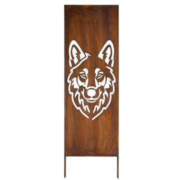 Panel ogrodowy Corten - Parawan z wilkiem dużym 160 x 50 cm