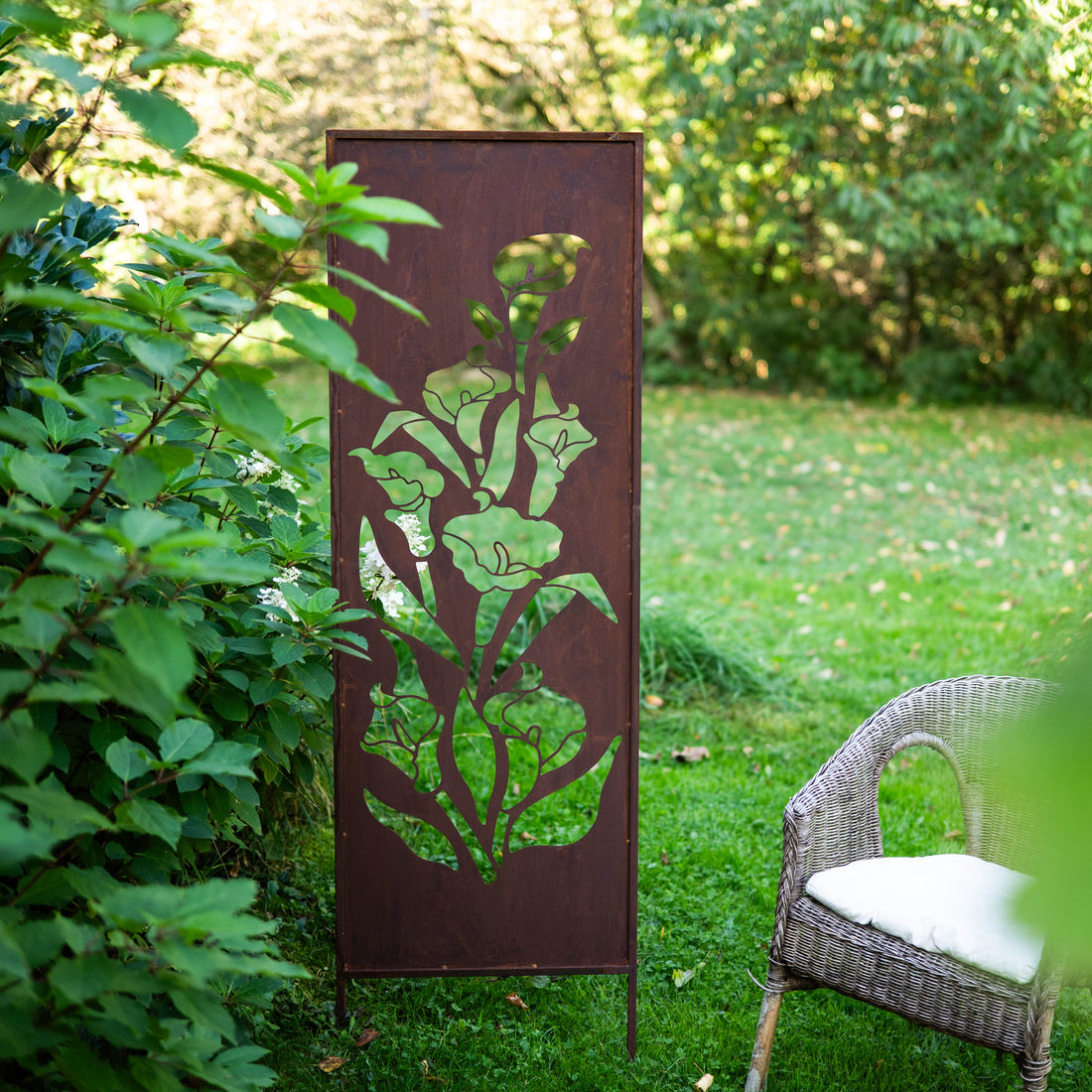 Panel ogrodowy Corten - Parawan z kaliami  - 160 x 50 cm