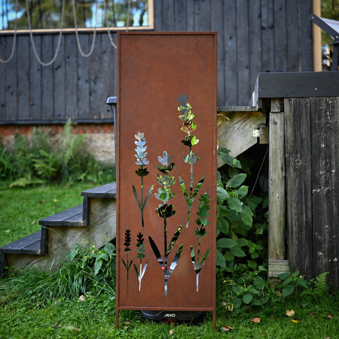 Panel ogrodowy Corten - Parawan z lawendą - 160 x 50 cm