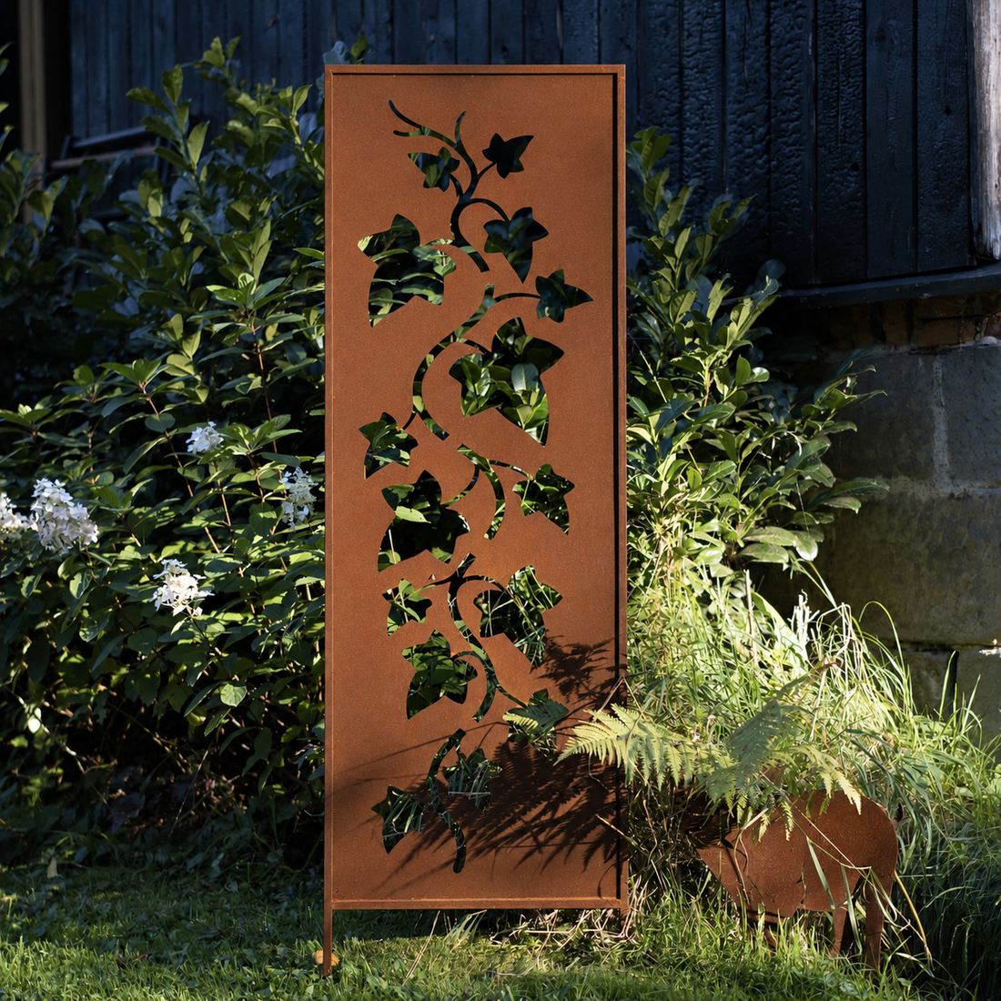 Panel ogrodowy Corten - Parawan z bluszczem - 160 x 50 cm