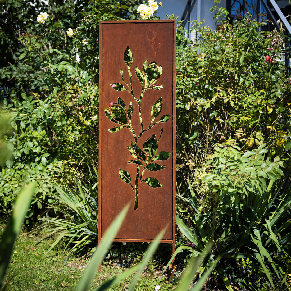 Panel ogrodowy Corten - Parawan z magnolią - 160 x 50 cm