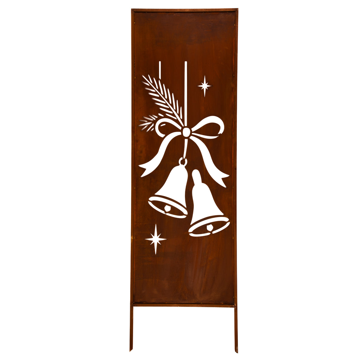 Panel ogrodowy Corten - Parawan ze świątecznymi dzwonkami - 160 x 50 cm