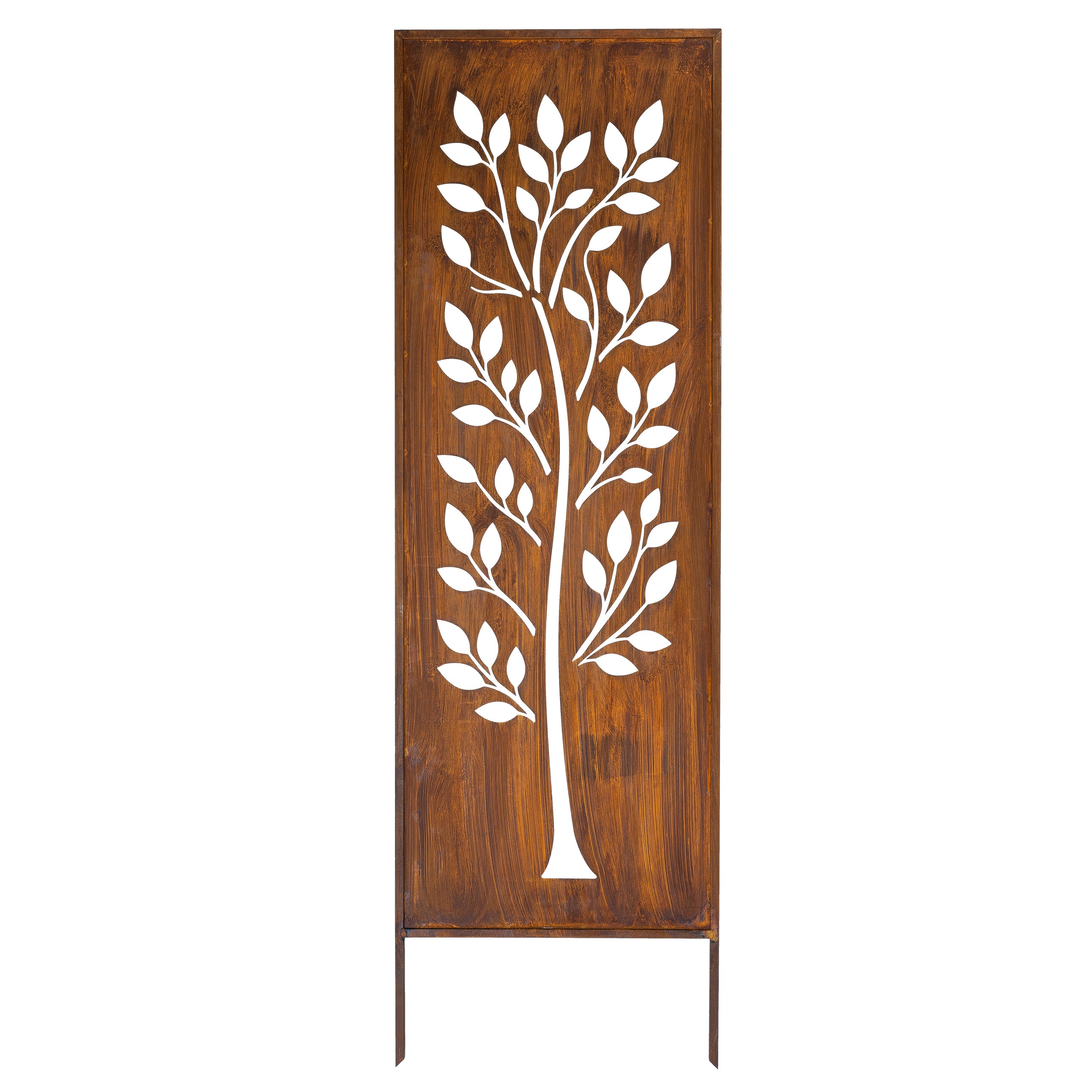 Panel ogrodowy Corten - Parawan z z dużym liściastym drzewem 160 x 50 cm