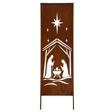 Panel ogrodowy Corten - Parawan z szopką betlejemską - 160 x 50 cm