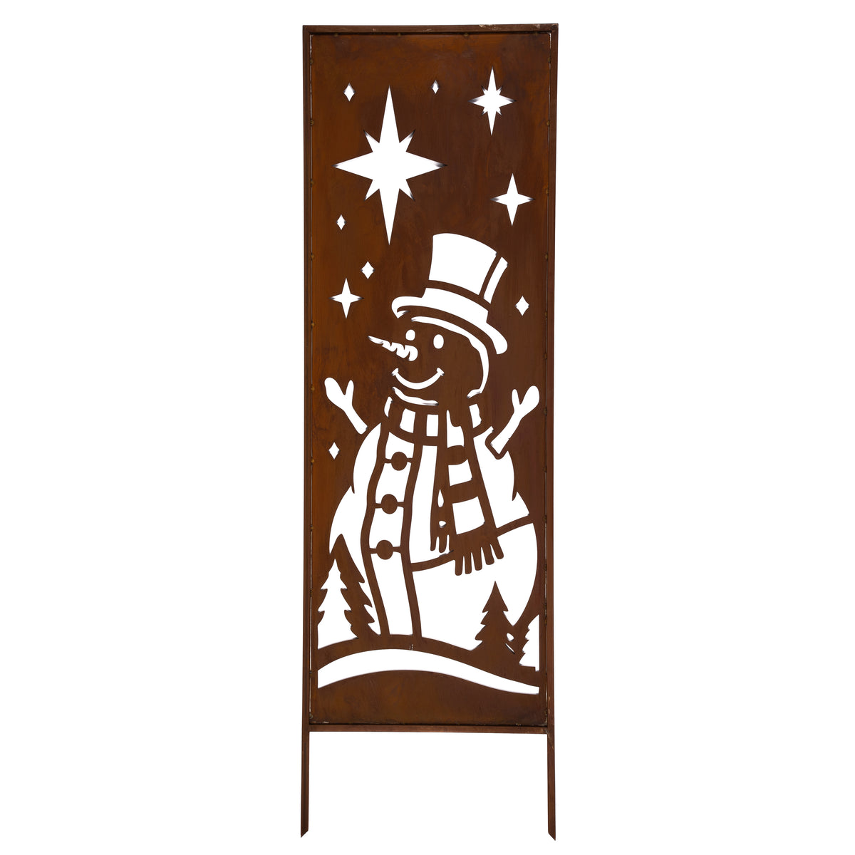 Panel ogrodowy Corten - Parawan z bałwankiem - 160 x 50 cm