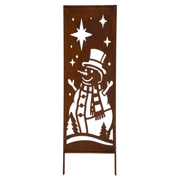 Panel ogrodowy Corten - Parawan z bałwankiem - 160 x 50 cm