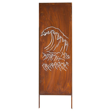 Panel ogrodowy Corten - Parawan z falami 160 x 50 cm