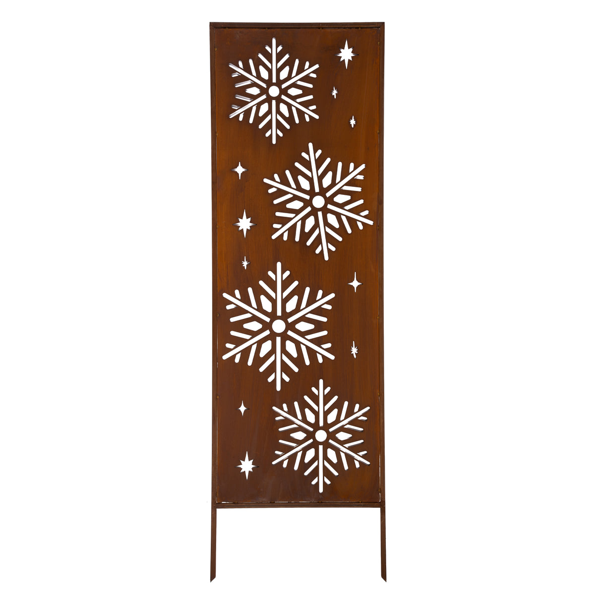 Panel ogrodowy Corten - Parawan ze śnieżynkami - 160 x 50 cm
