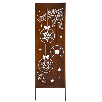 Panel ogrodowy Corten - Parawan z bombkami choinkowymi - 160 x 50 cm