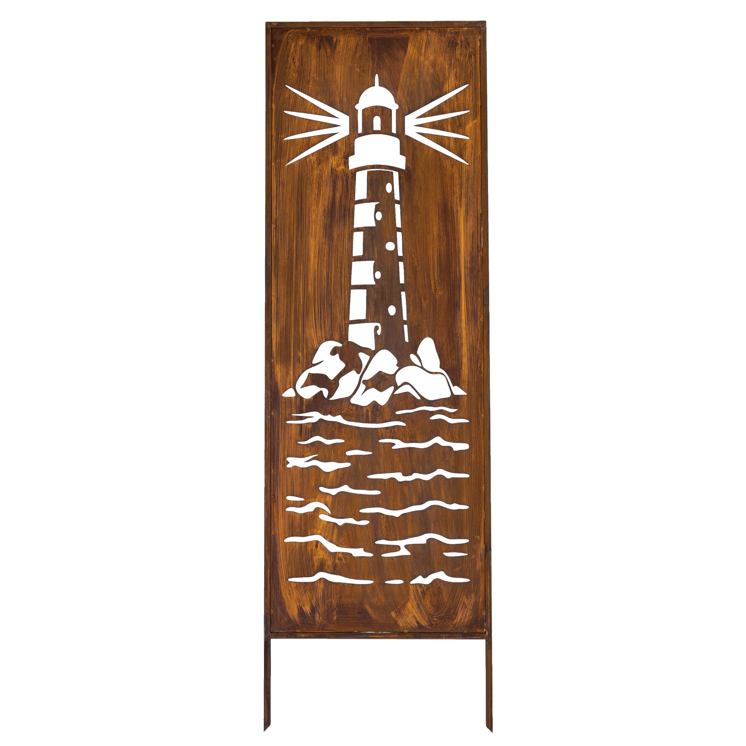 Panel ogrodowy Corten - Parawan z latarnią morską 160 x 50 cm