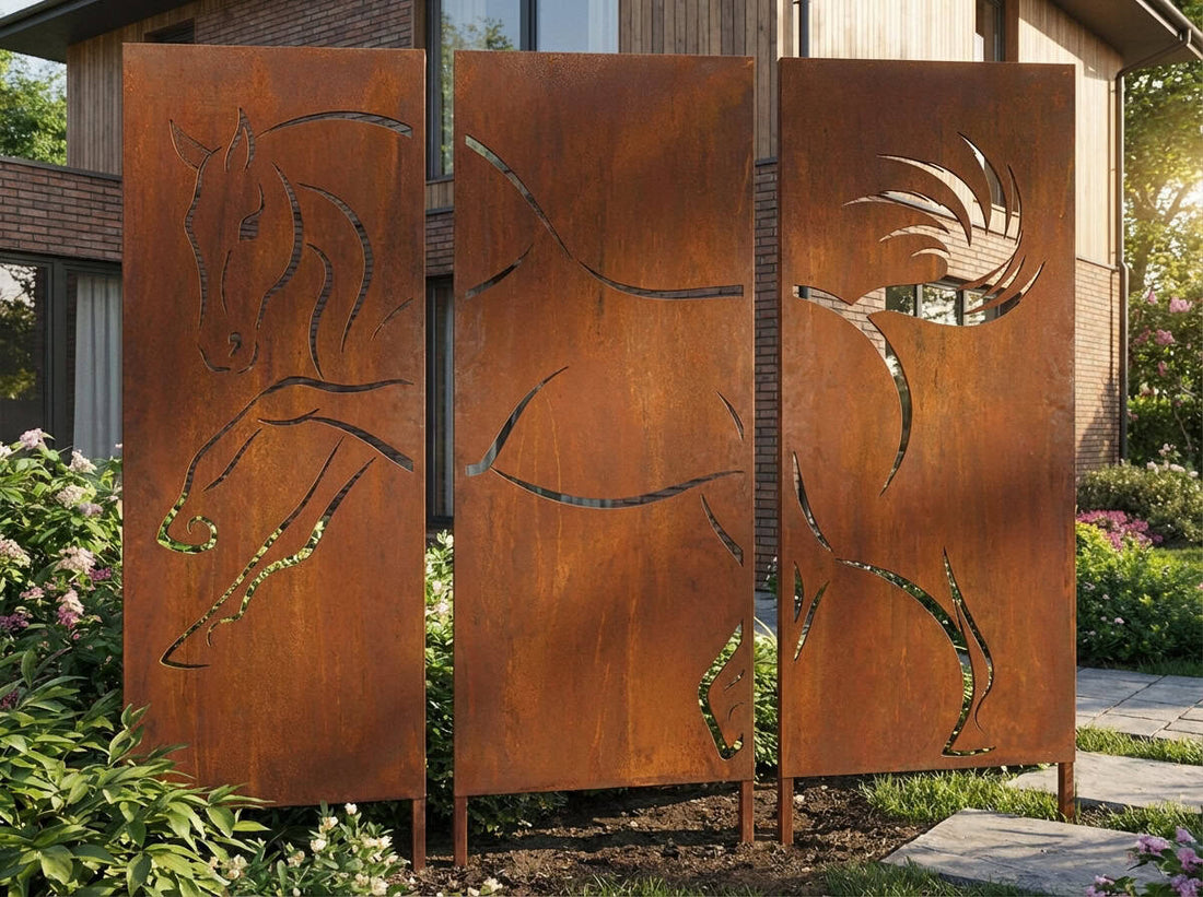 Komplet 3 paneli dekoracyjnych - Motyw konia (160 × 50 cm każdy) - Kapaga