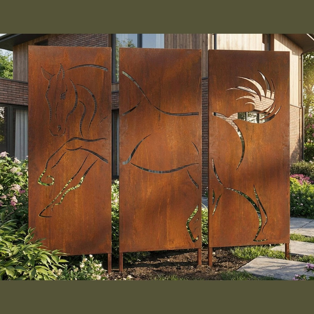 Komplet 3 paneli dekoracyjnych - Motyw konia (160 × 50 cm każdy) - zdjęcie 2 - Kapaga