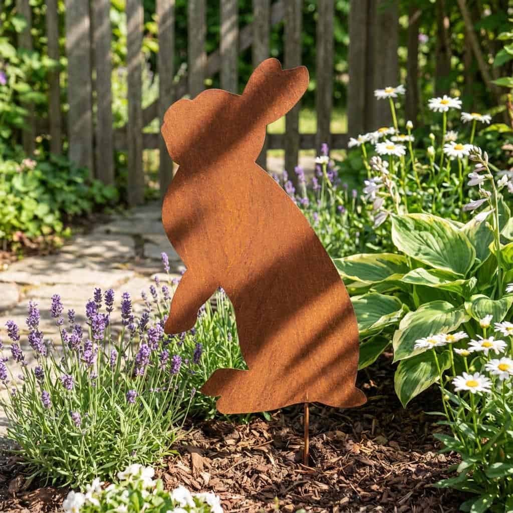 Metalowa Dekoracja Ogrodowa Zając - Ozdoba na Piku 22×46 cm - zdjęcie 2 - Kapaga