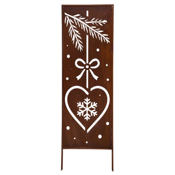 Panel ogrodowy Corten - Parawan z świąteczną zawieszką - 160 x 50 cm