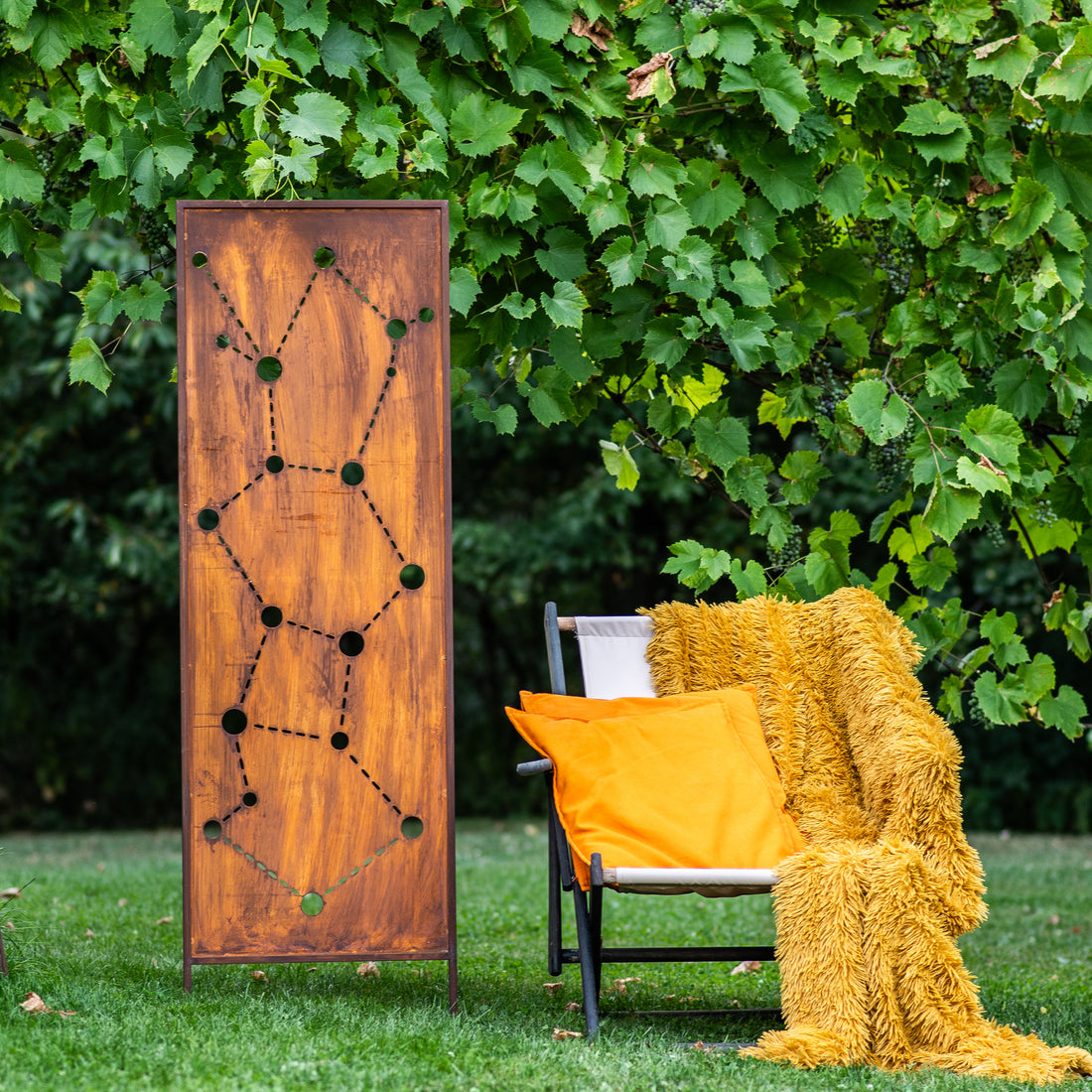 Panel ogrodowy Corten - Parawan z gwiazdozbiorem 160 x 50 cm