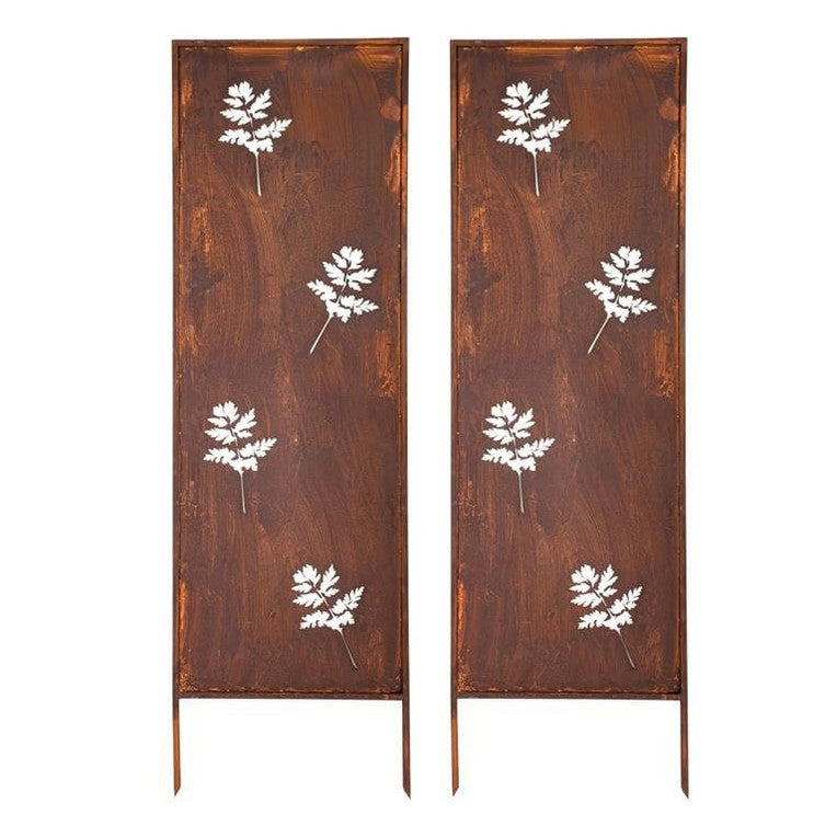 Dekoracyjny Panel Ogrodowy Parawan Corten 4 Kwiaty Metalowe 160 x 50 cm - Kapaga