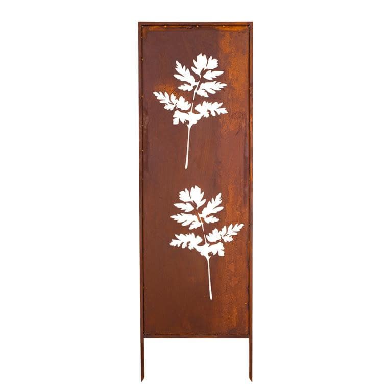 Panel Ogrodowy Parawan Osłona Corten Dwa Kwiaty 160 x 50 cm - Dekoracja Ogrodowa Metalowa - Kapaga