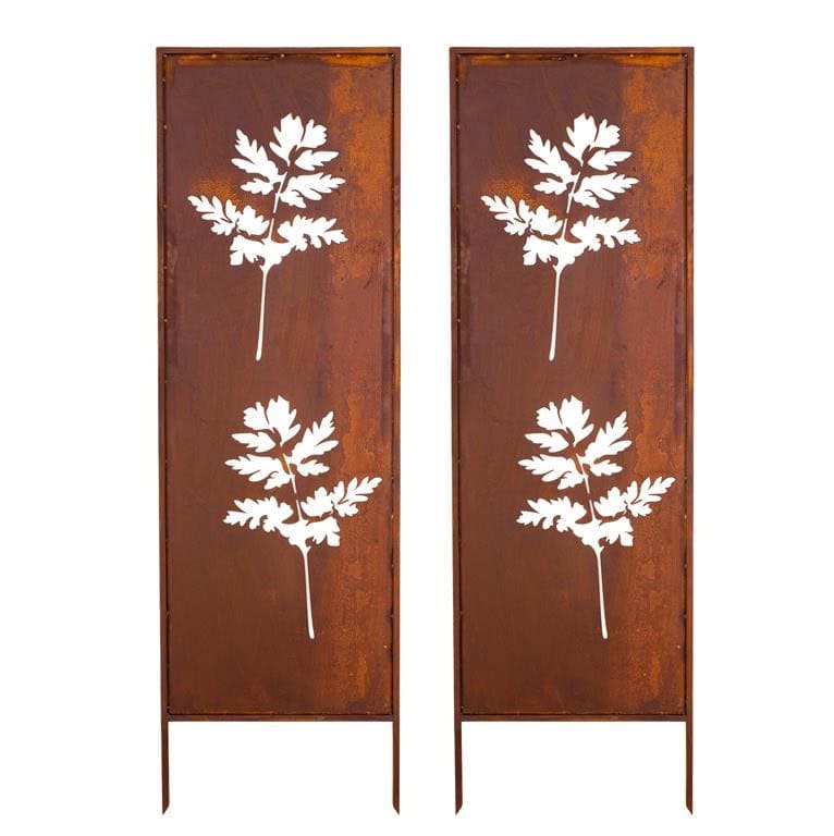 Panel Ogrodowy Parawan Osłona Corten Dwa Kwiaty 160 x 50 cm - Dekoracja Ogrodowa Metalowa - zdjęcie 3 - Kapaga