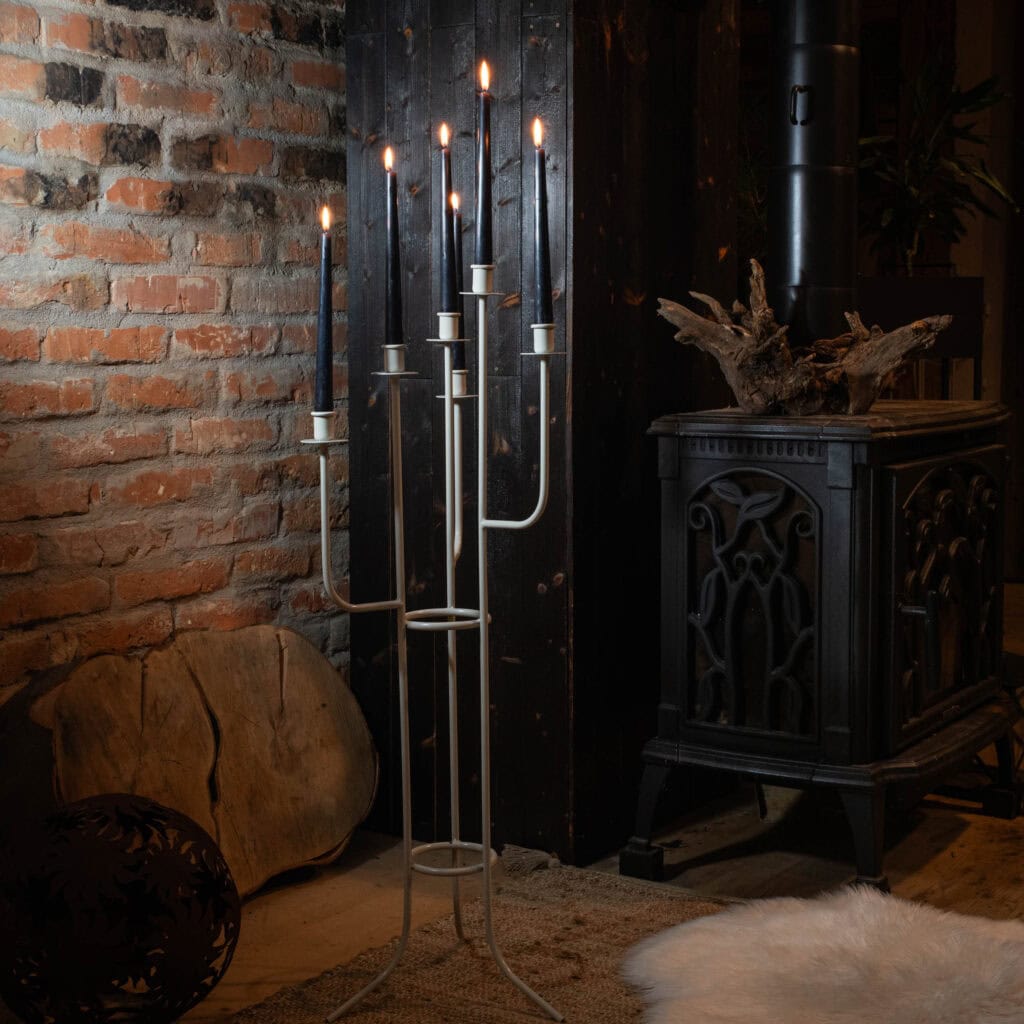 Biały Loftowy Świecznik Kandelabr 6 Ramion - 98 cm - zdjęcie 3 - Kapaga