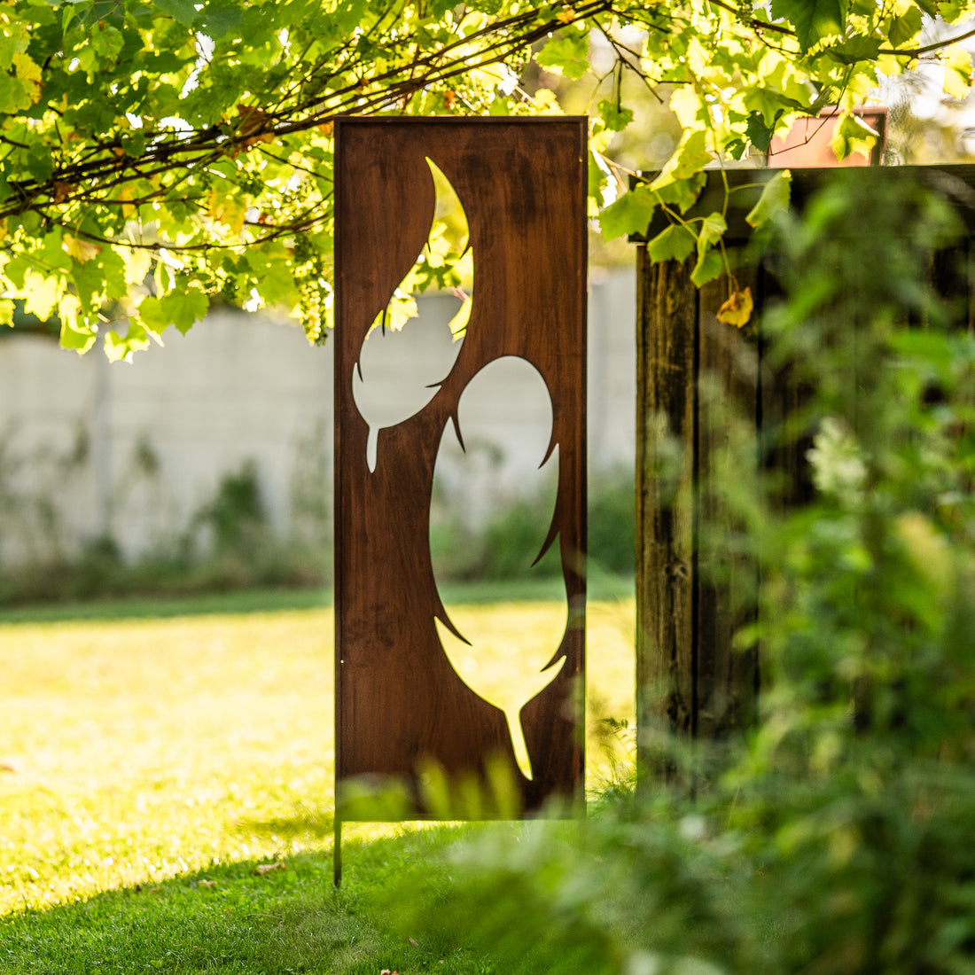 Panel ogrodowy Corten - Parawan z dwoma piórami 160 x 50 cm