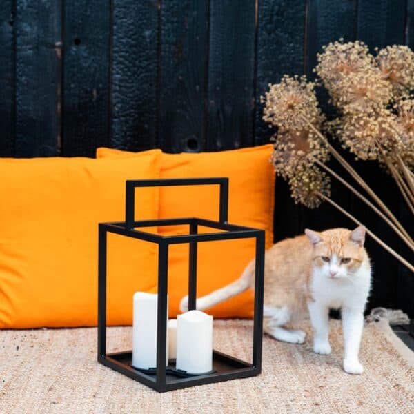 Elegancka laternia Kwadratowa - Zestaw Czarne Latarni do Wnętrz i Ogrodu - Kapaga