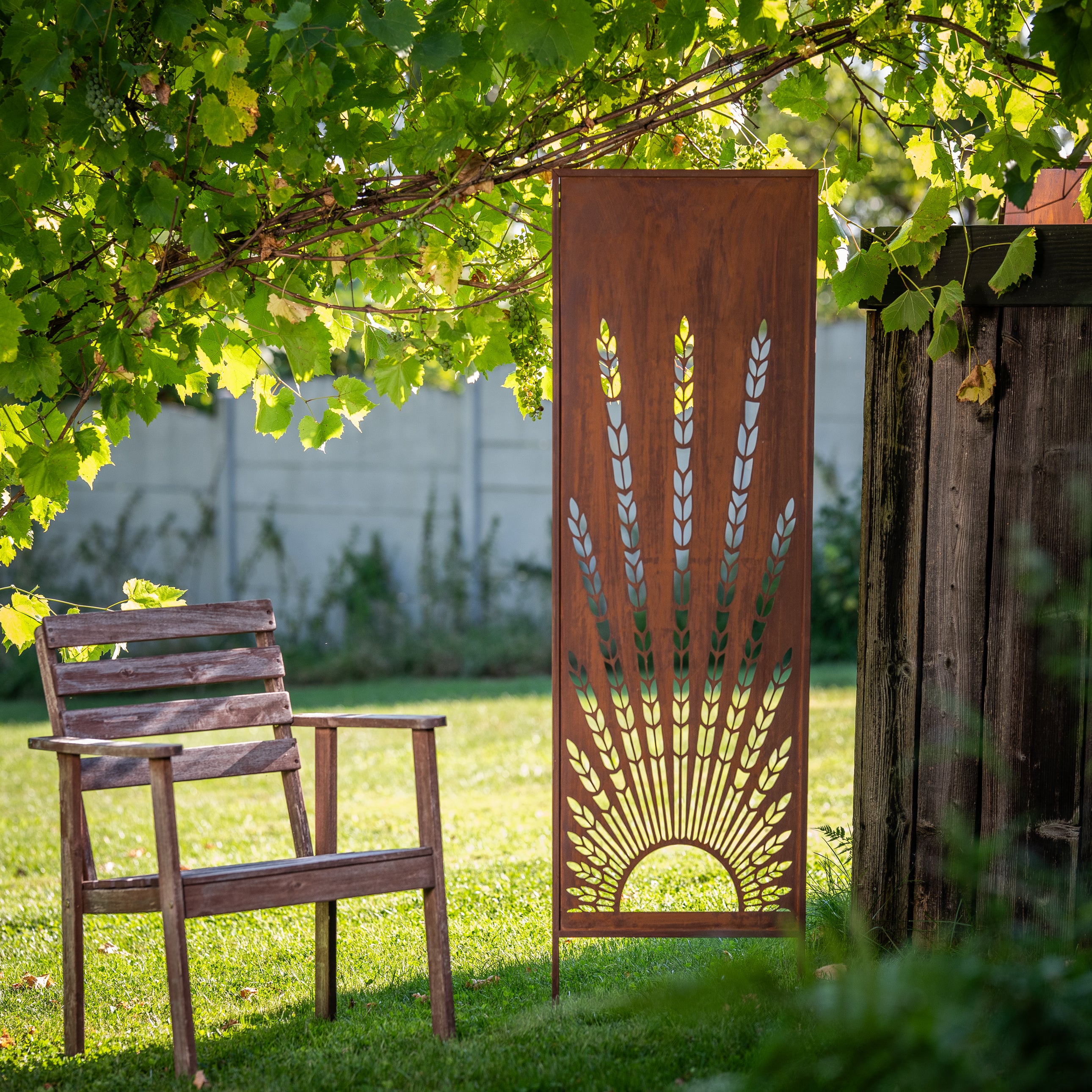 Panel ogrodowy Corten - Parawan z kłosami - 160 x 50 cm