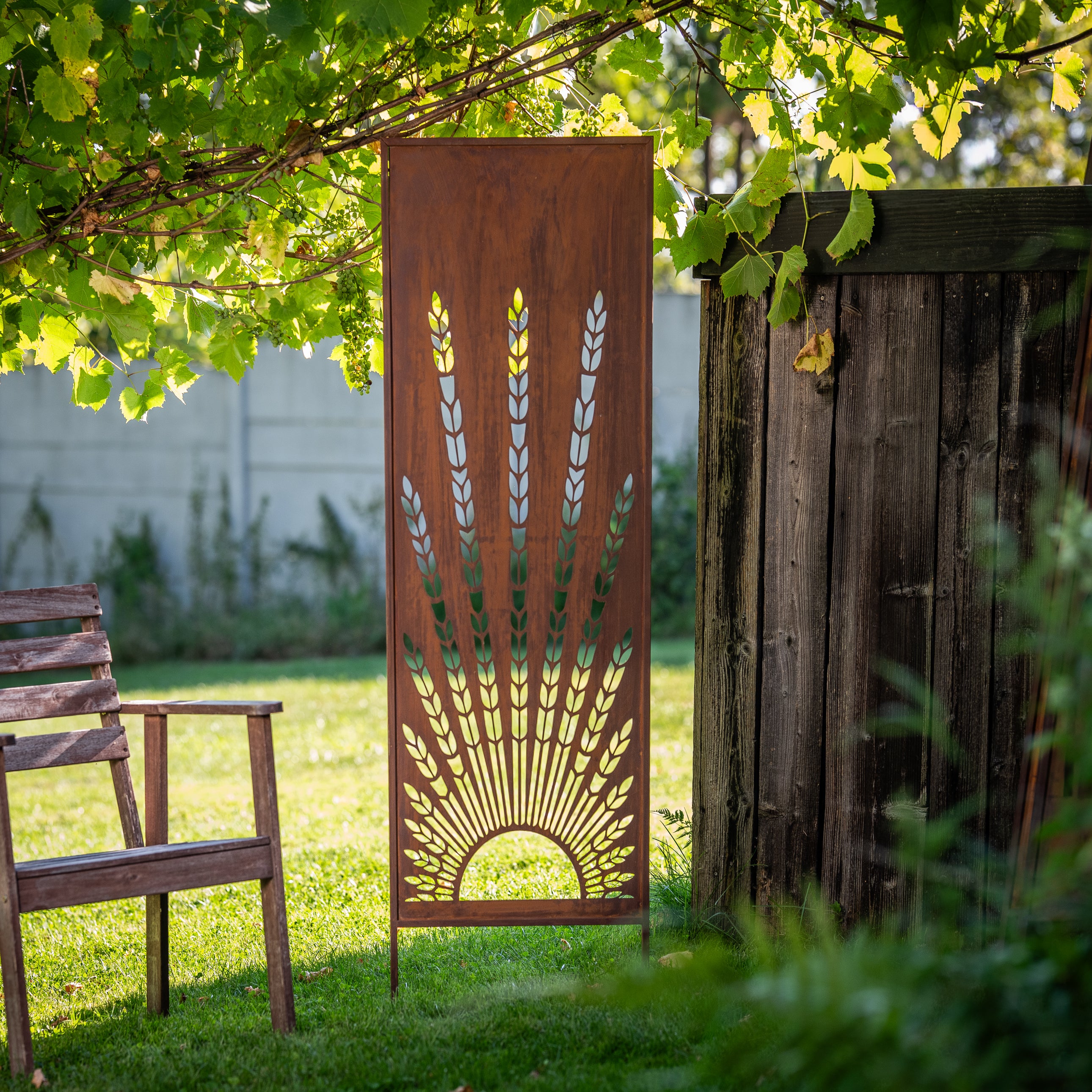 Panel ogrodowy Corten - Parawan z kłosami - 160 x 50 cm