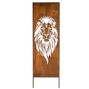 Panel ogrodowy Corten - Parawan z lwem dużym 160 x 50 cm