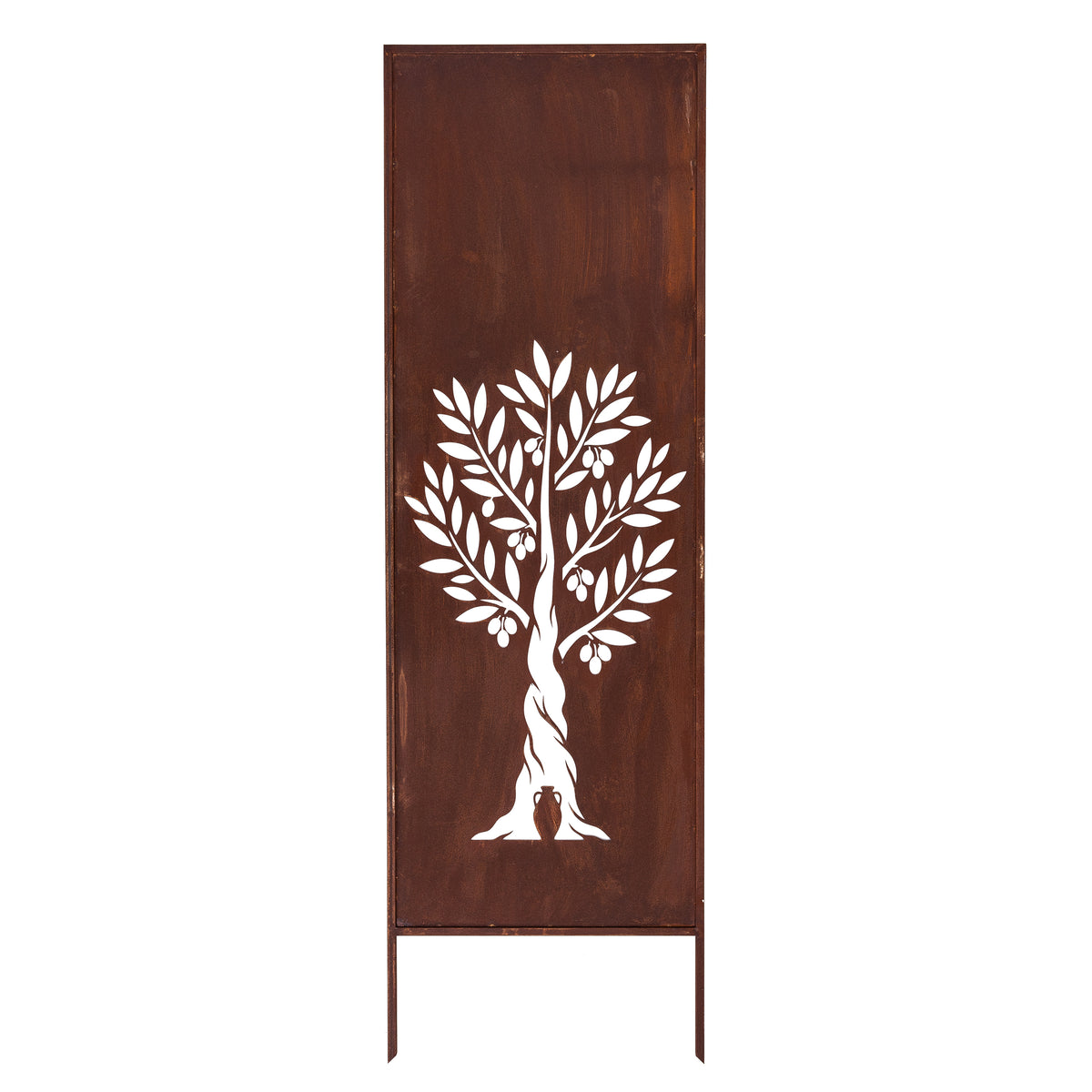 Panel ogrodowy Corten - Parawan z drzewkiem oliwkowym - 160 x 50 cm