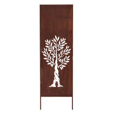 Panel ogrodowy Corten - Parawan z drzewkiem oliwkowym - 160 x 50 cm