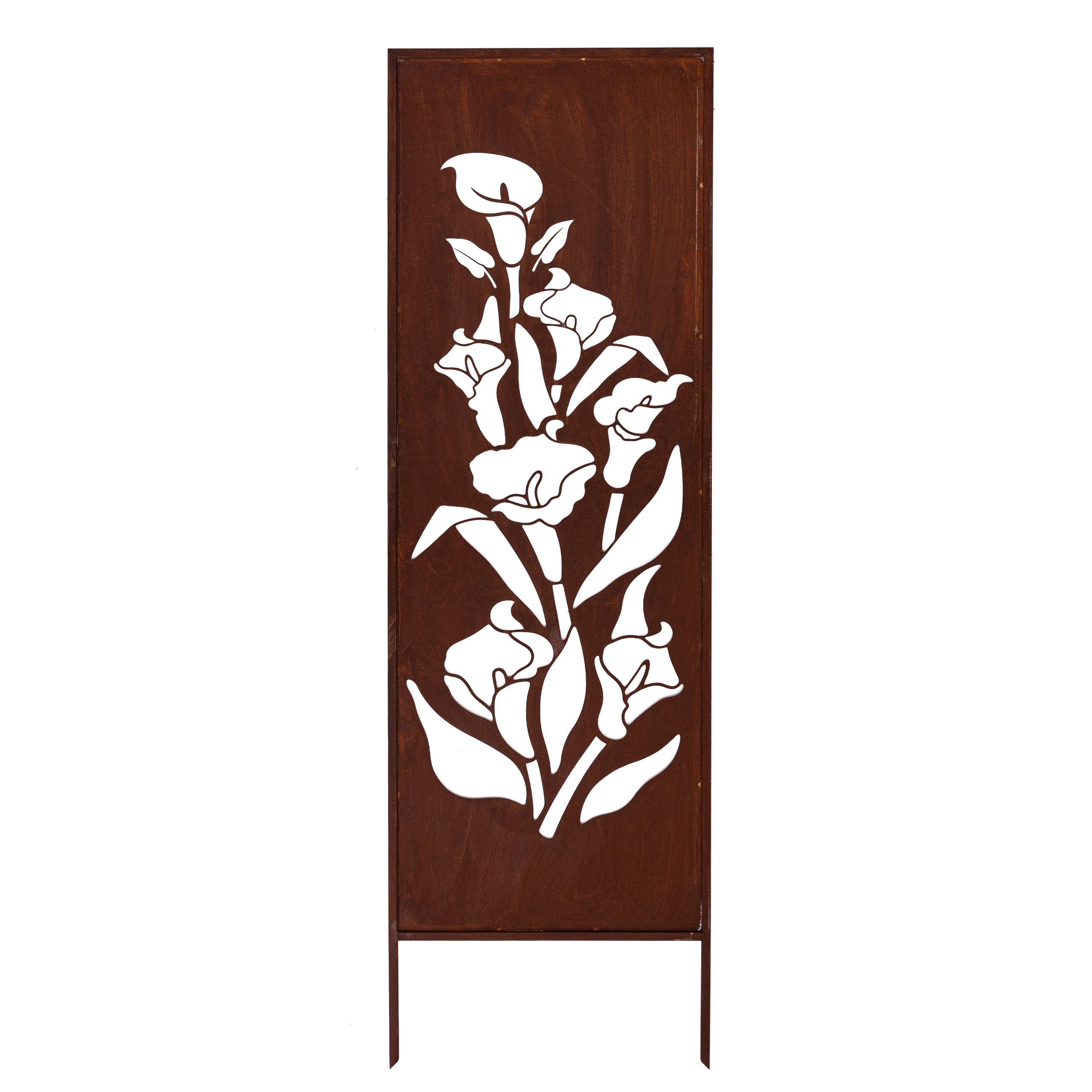 Panel ogrodowy Corten - Parawan z kaliami  - 160 x 50 cm