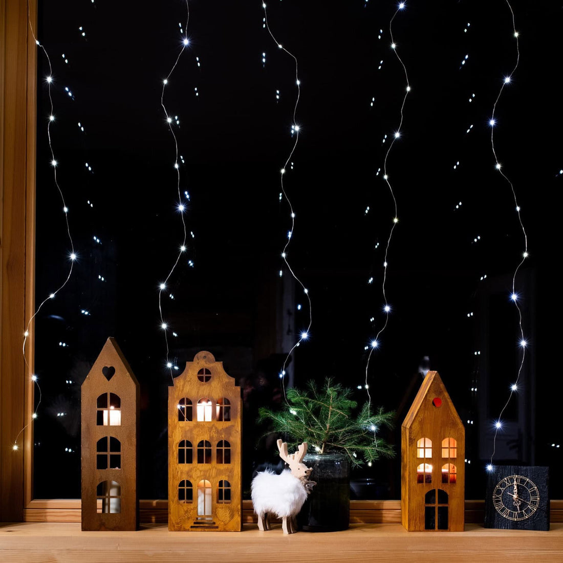 Rustykalny Lampion Loft w Kształcie Domku na LED - Rdzawy Świecznik - Kapaga