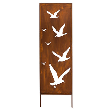 Panel ogrodowy Corten - Parawan z mewami 160 x 50 cm
