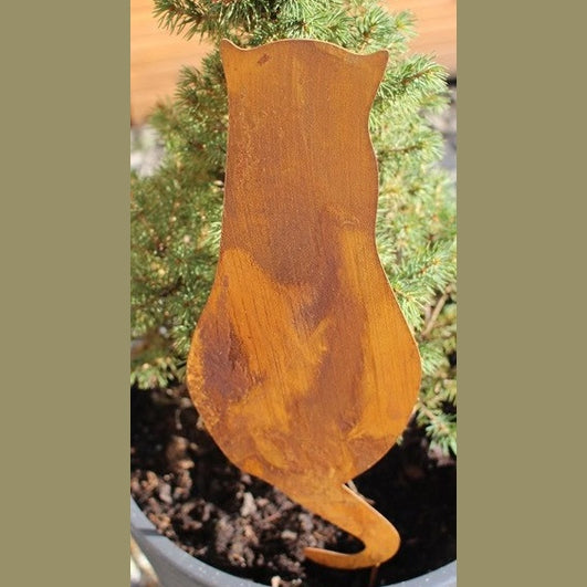 Metalowa Figurka Kota do Donicy Ogrodu - Corten Rdza Styl Kwiatowy - Kapaga