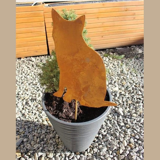 Metalowa Figurka Kota do Ogrodu - Dekoracja Corten do Donicy w Stylu Rustykalnym - zdjęcie 2 - Kapaga