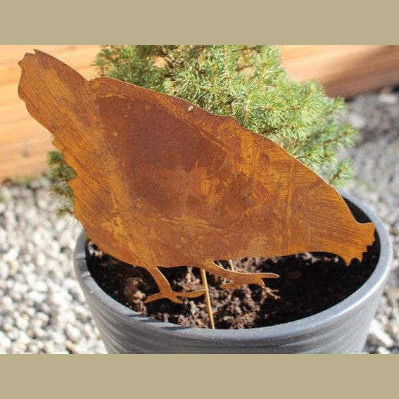 Figurka Kury z Metalu na Piku - Rustykalna Ozdoba Ogrodowa Corten - zdjęcie 2 - Kapaga