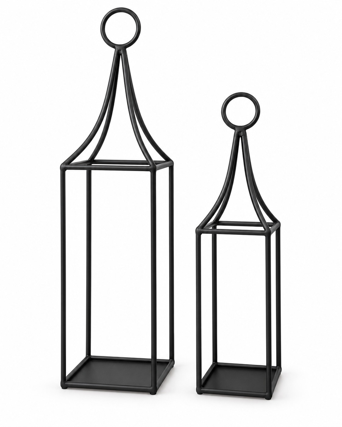 Komplet metalowych latarni dekoracyjnych – czarne, 80 i 60 cm