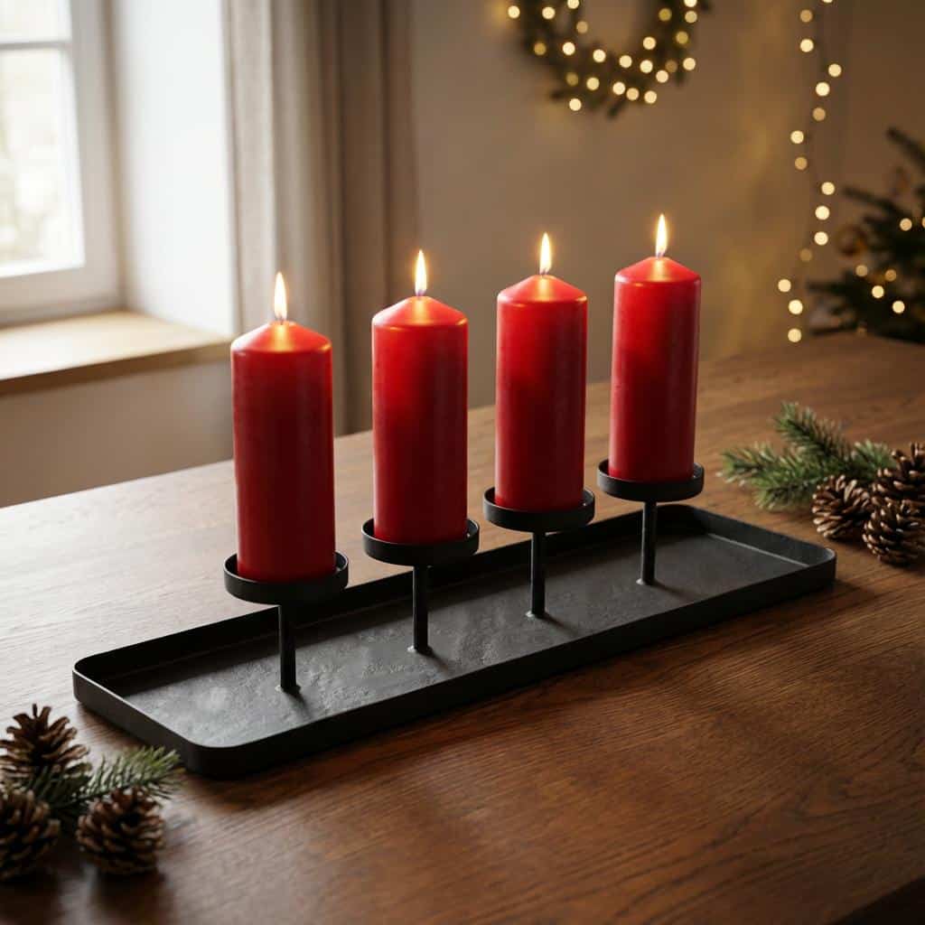 Świecznik metalowy na 4 świece - elegancja i świąteczny klimat - Kapaga