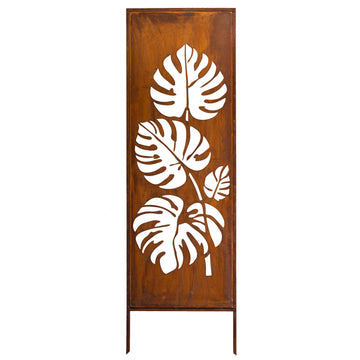 Panel ogrodowy Corten - Parawan z dużą monsterą 160 x 50 cm