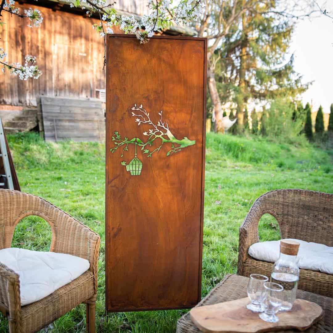 Dekoracyjny Panel Ogrodowy Ptak Corten 160 cm - Rustykalna Ozdoba - Kapaga