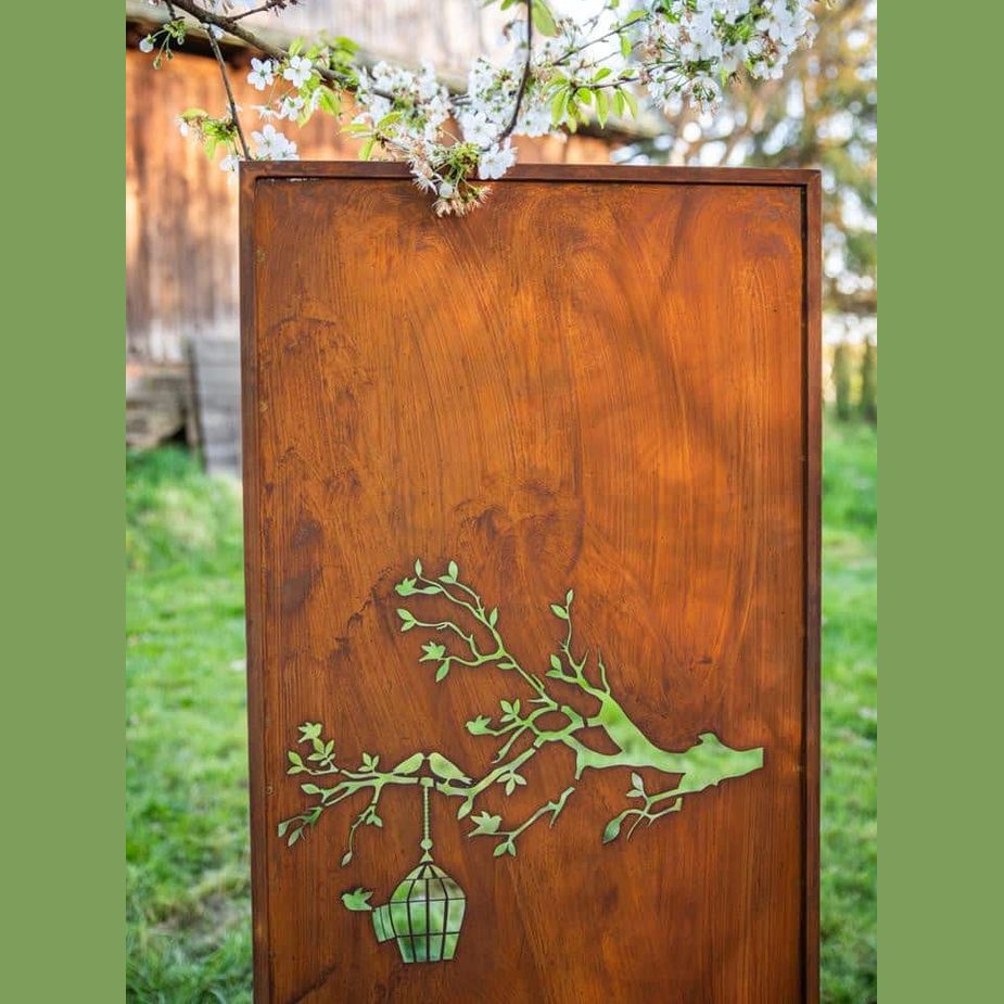 Dekoracyjny Panel Ogrodowy Ptak Corten 160 cm - Rustykalna Ozdoba - zdjęcie 5 - Kapaga