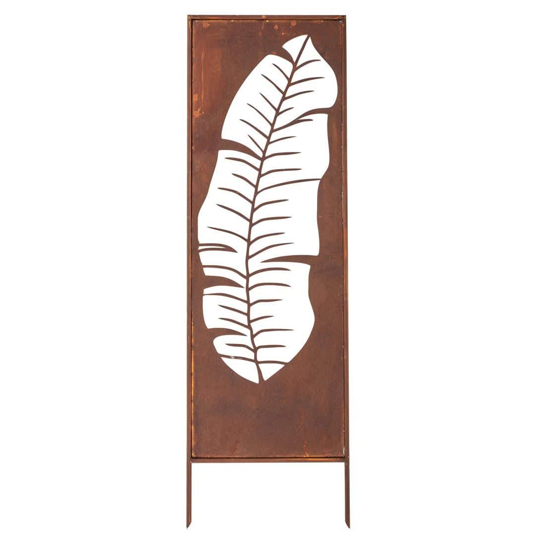 Rustykalny Panel Ogrodowy Liść Corten 160 cm - Dekoracyjne Ogrodzenie Metalowe - Kapaga